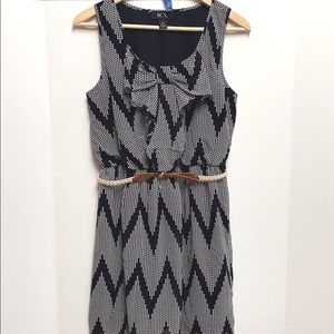2/$30 Chevron Dotted Sleeveless Ruffle Dress